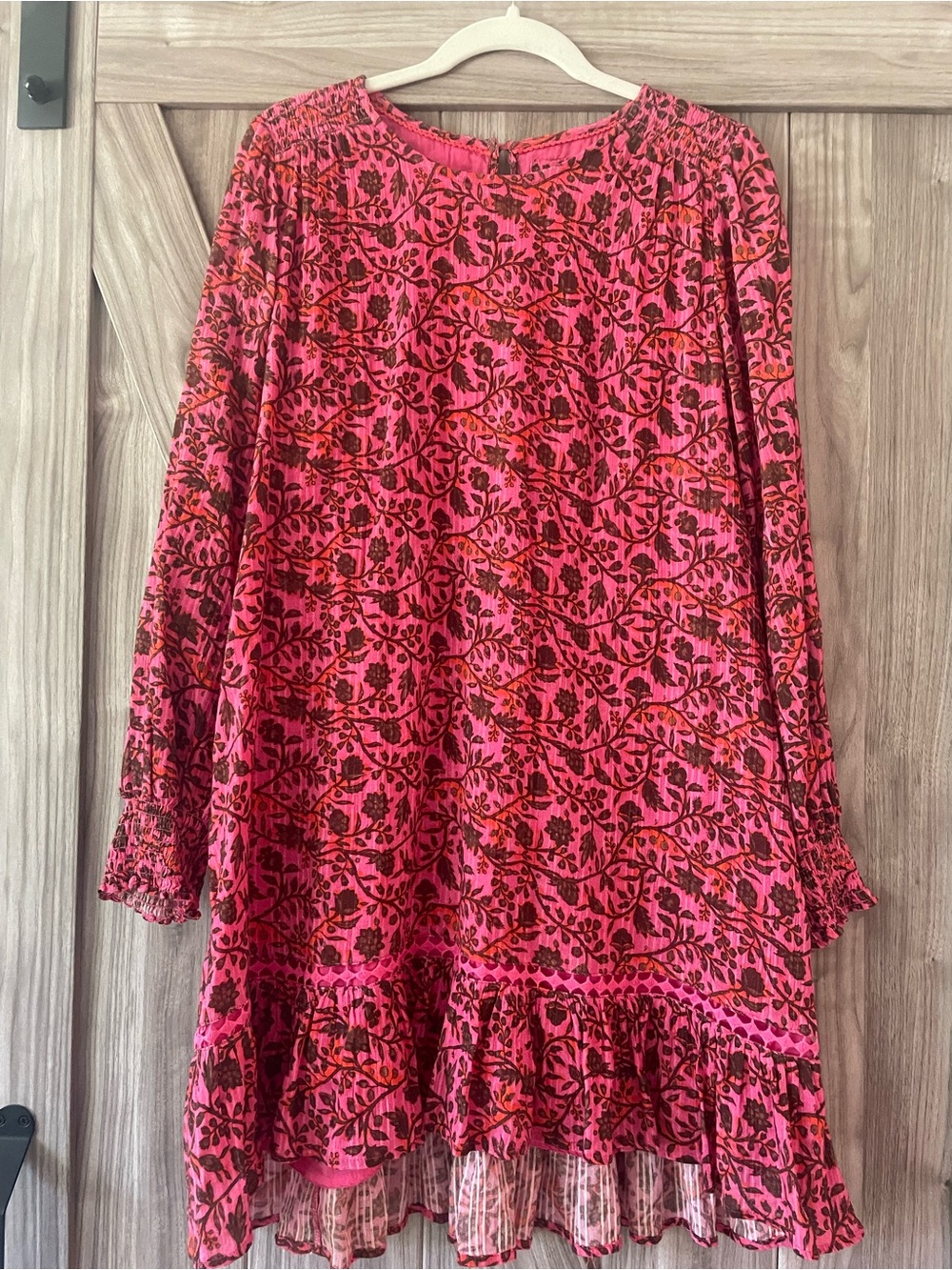 Anthropologie Pink Floral Dress, Size Medium